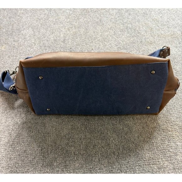 Vykon Activelogix Urban Edge Blue Canvas Brown Leather Travel Bag Handles Strap - Picture 13 of 16
